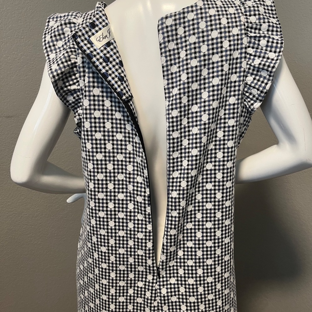 Eliza J Women’s Black & Blue Checkered Polka Dot Dress Size 14 - Picture 6 of 11